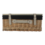 Antique Wash Black Lined Willow Empty Picnic Basket with Pinewood Lid